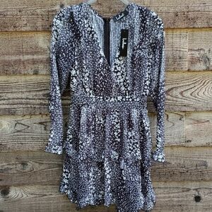 Lulu's Chiffon Flounce Dress NWT  XS black/white